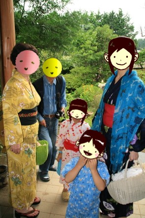 玄関で