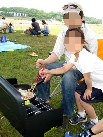 野外調理中